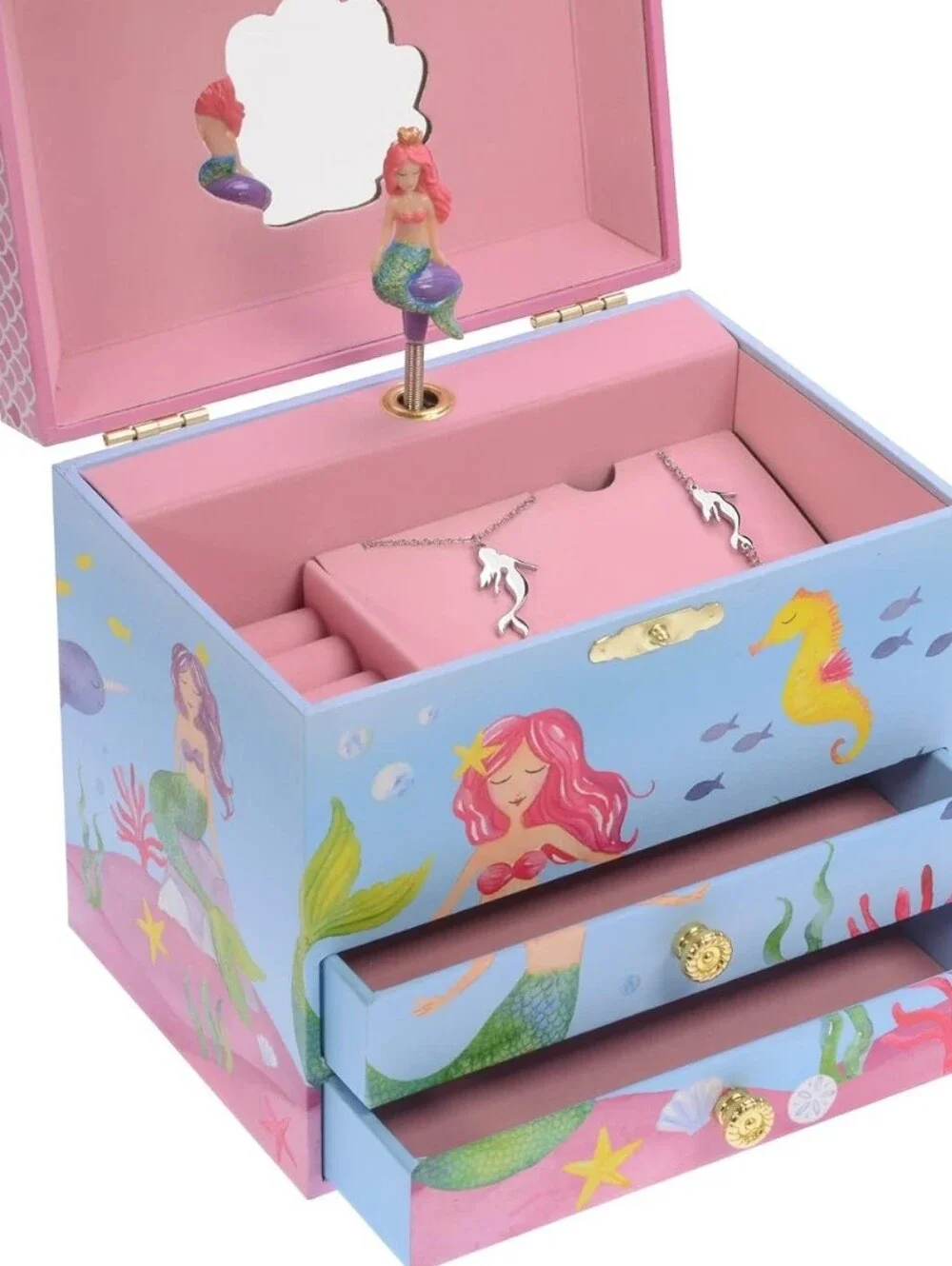 Mermaid Musical Jewelry Box for Kids - Pink & Blue